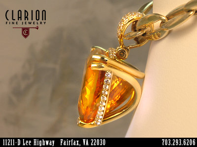 Custom Citrine Pendant, Clarion Fine Jewelry, Fairfax, DC, Northern VA
