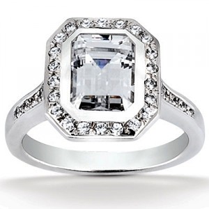 Engagement Rings: diamonds may be set into the entire band, or set in the fron portion (as shown here). Diamond Engagement Rings at Clarion Fine Jewelry, Fairfax, VA 