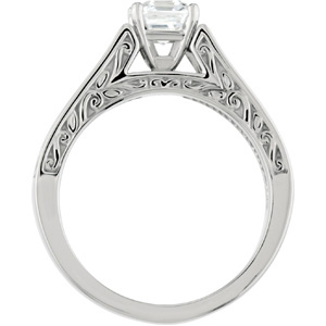 Filigree, Cathedral-Style Engagment Ring, front view