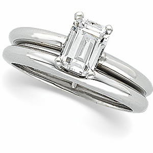 Moissanite Solitaire Engagement Ring, wedding band