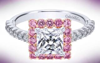 Princess Cut Halo Engagement Ring, Gabriel & Co collection available at Clarion Fine Jewelry, Fairfax VA, Washington DC.
