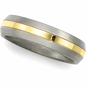 6mm Titanium and 18K Yellow Gold Men's Band.