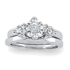 Solitaire with Diamond Wrap Wedding Band, 14K White Gold