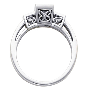 Filigree Engagement Ring, Semi-Mount, side view