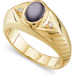 Black Star Sapphire and Diamond Gents Ring