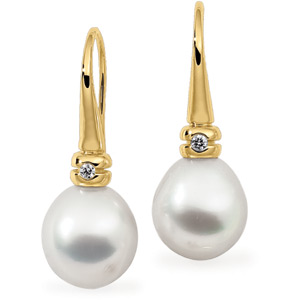 South Sea Cultured Pearl and Diamond Earrings