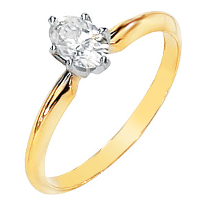6-Prong Oval Moissanite Solitaire, yellow gold