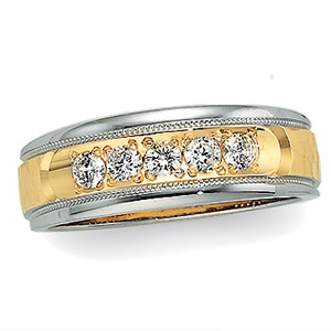 1/5 ct tw Two-Tone Diamond Duo Band, women's ring