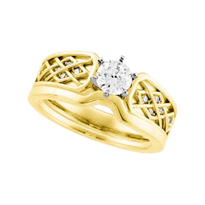 Celtic Style Engagment Ring, 14K Yellow Gold