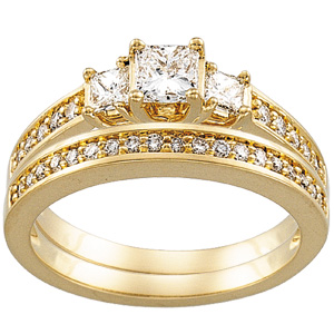 Engagement Ring & Wedding Band, yellow gold