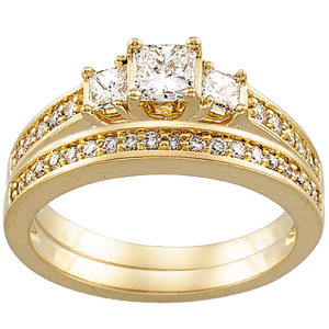 Engagement Ring & Wedding Band, yellow gold