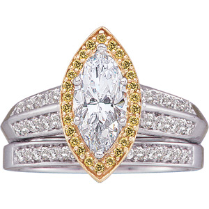 Marquise & Yellow Diamond Engagment Ring, Band