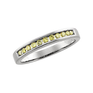 Yellow Diamond Band, 14K white gold