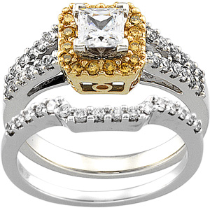 Yellow Diamond Engagement, Wedding Band Set