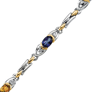 Diamond and Multicolor Gemstone Bracelet, close up
