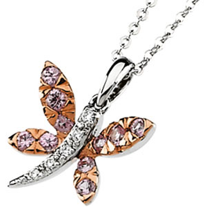 Pink Sapphire and Diamond Butterfly Necklace