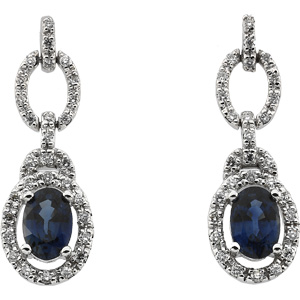 Blue Sapphire and Diamond Earrings