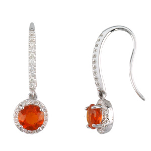 Mexican Fire Opal and Diamond Earrings