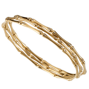 Stackable Gold and Diamond Bracelets, three stacked