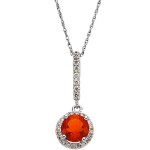 Mexican Fire Opan and Diamond Pendant