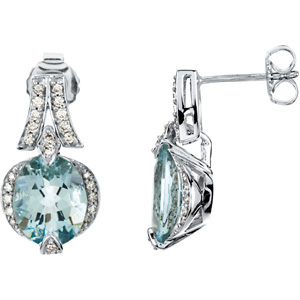 Aquamarine and Diamond Earrings, side view