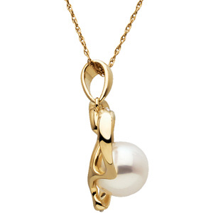 Freshwater Pearls & Diamond Pendant, side view