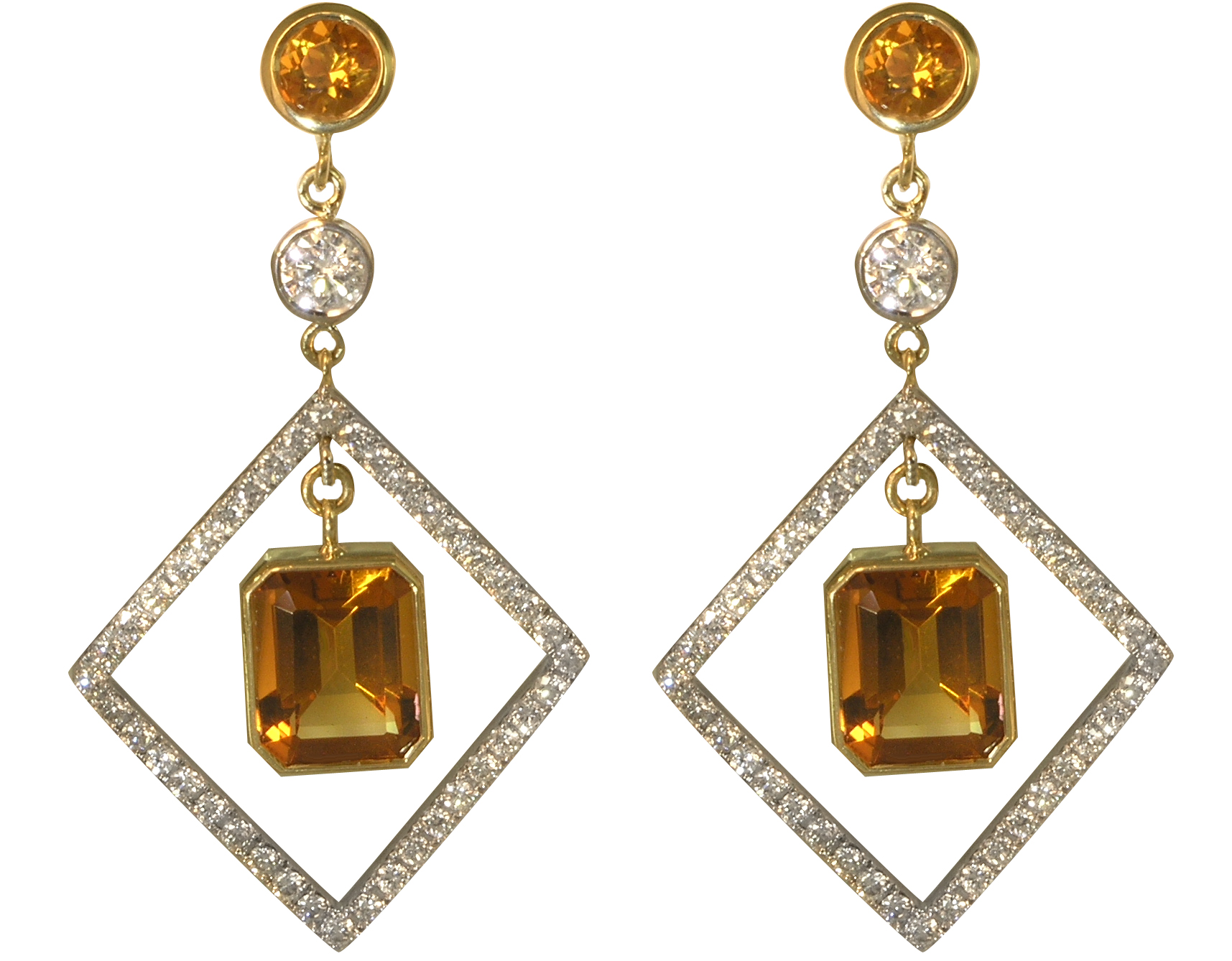 Citrine and Diamond Earrings