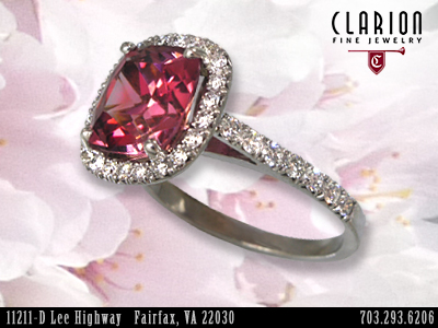Custom pink tourmaline ring, Fairfax VA, Washington DC