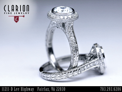 Custom Hand Engraved Engagement Rings